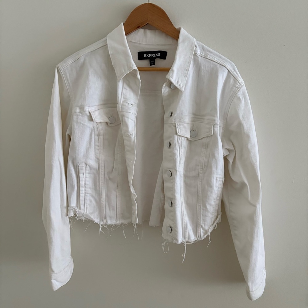 Express White Button-Up Denim Jacket